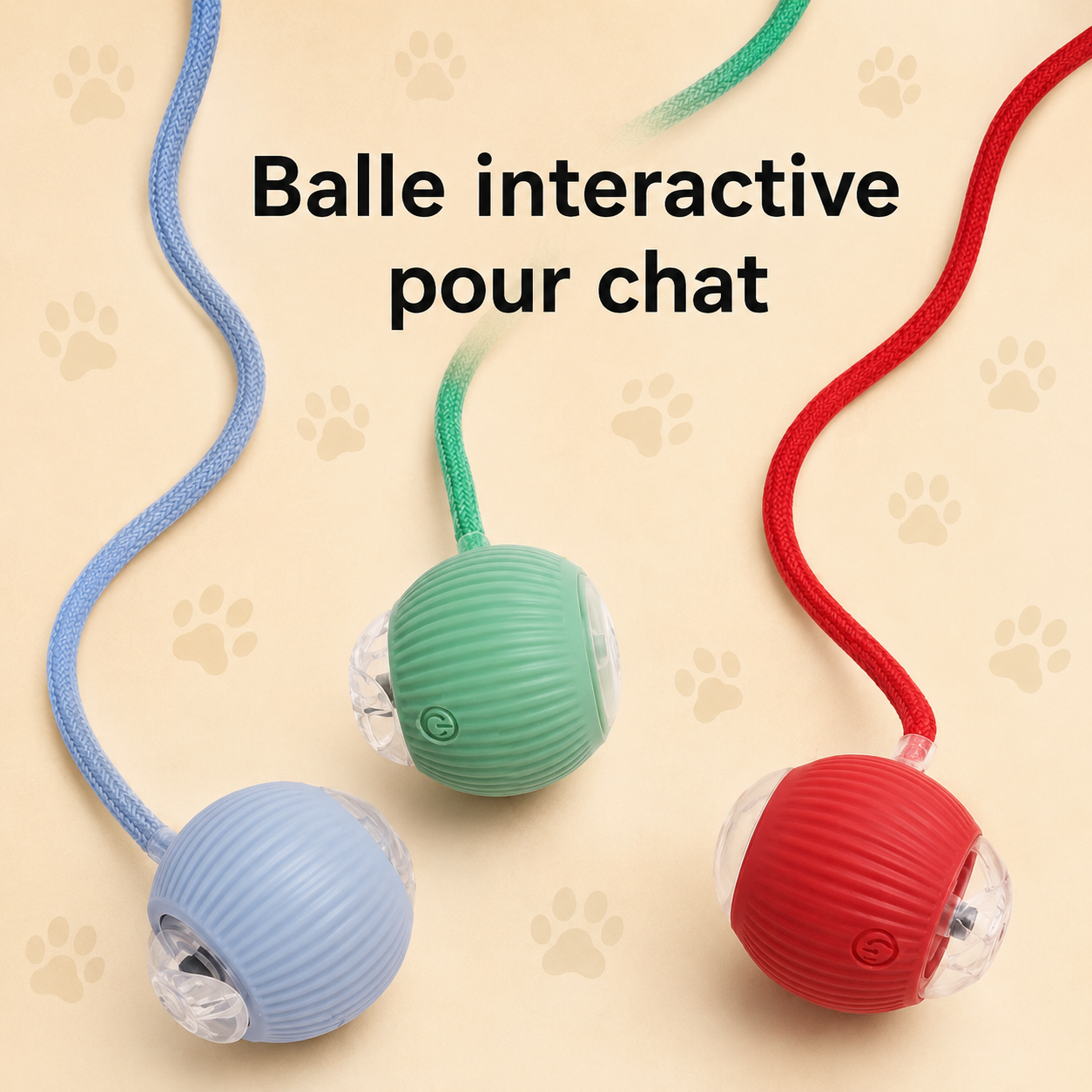 Balle Interactive Automatique pour Chat – Rechargeable USB-C, Évitement d'Obstacles, 3 Modes de Jeu