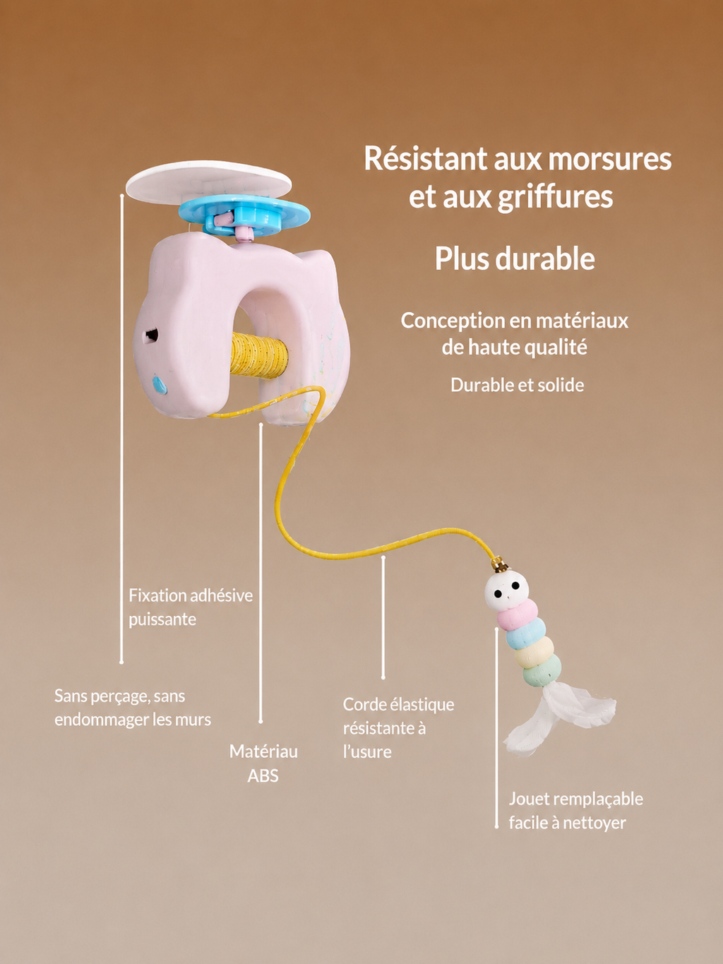 Jouet Interactif Suspendu pour Chat – Corde Automatique Rechargeable