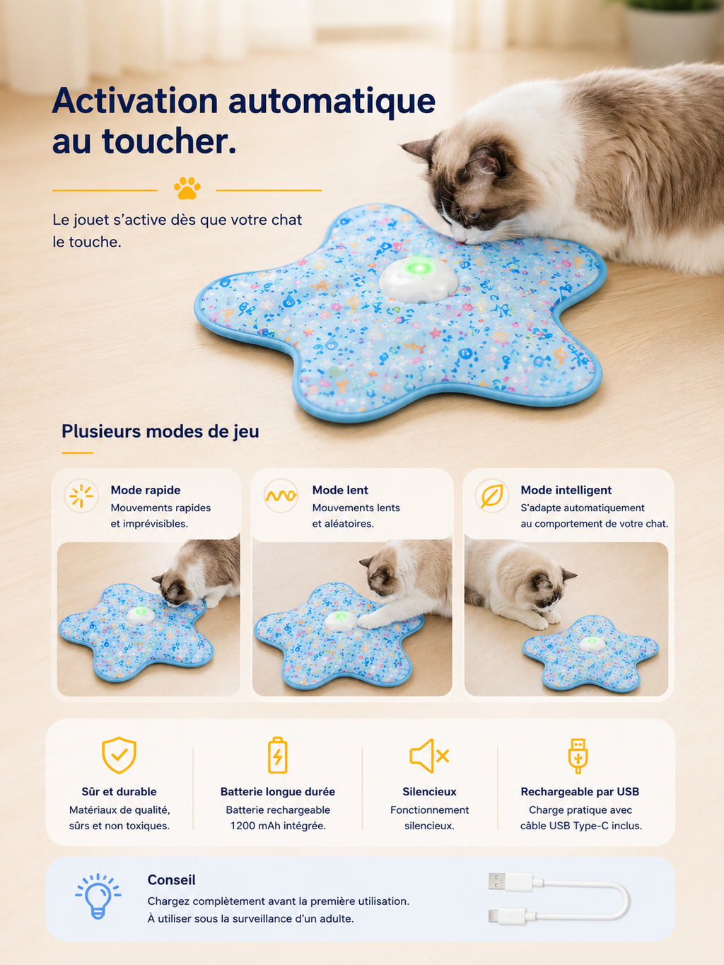 Jouet Automatique Interactif pour Chat – Plumes Cachées Mouvantes