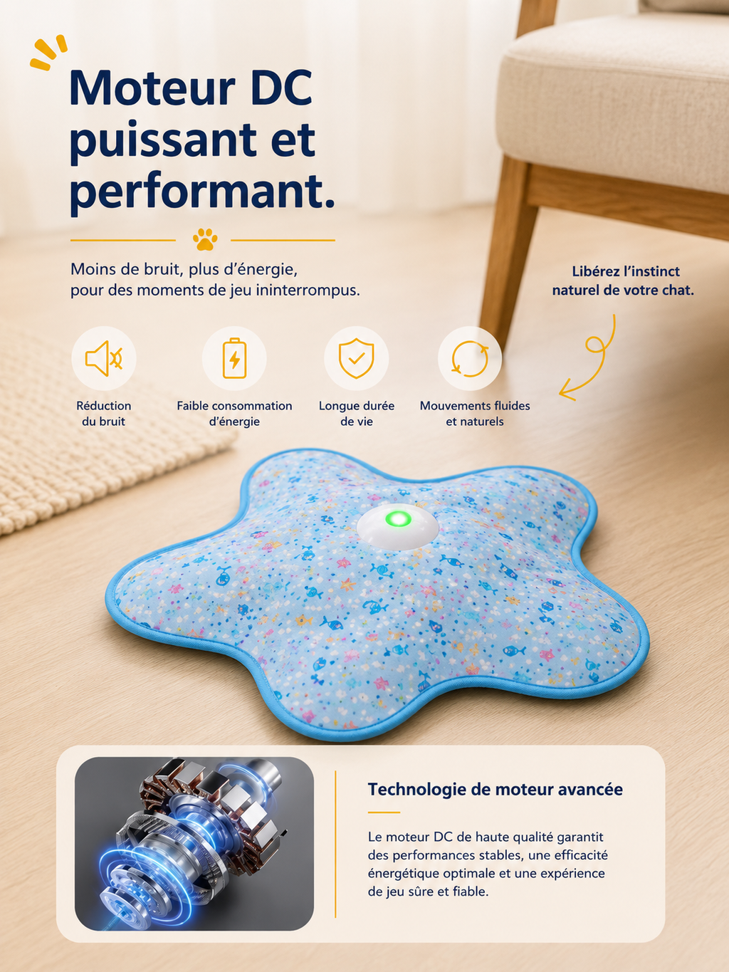 Jouet Automatique Interactif pour Chat – Plumes Cachées Mouvantes
