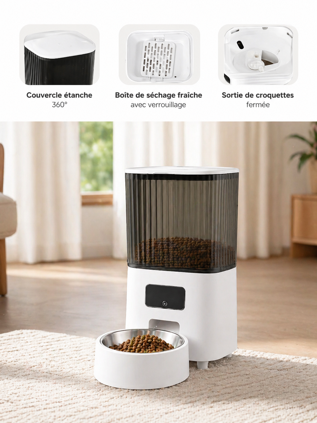 Distributeur Automatique de Croquettes – Repas Programmés & Fraîcheur Garantie