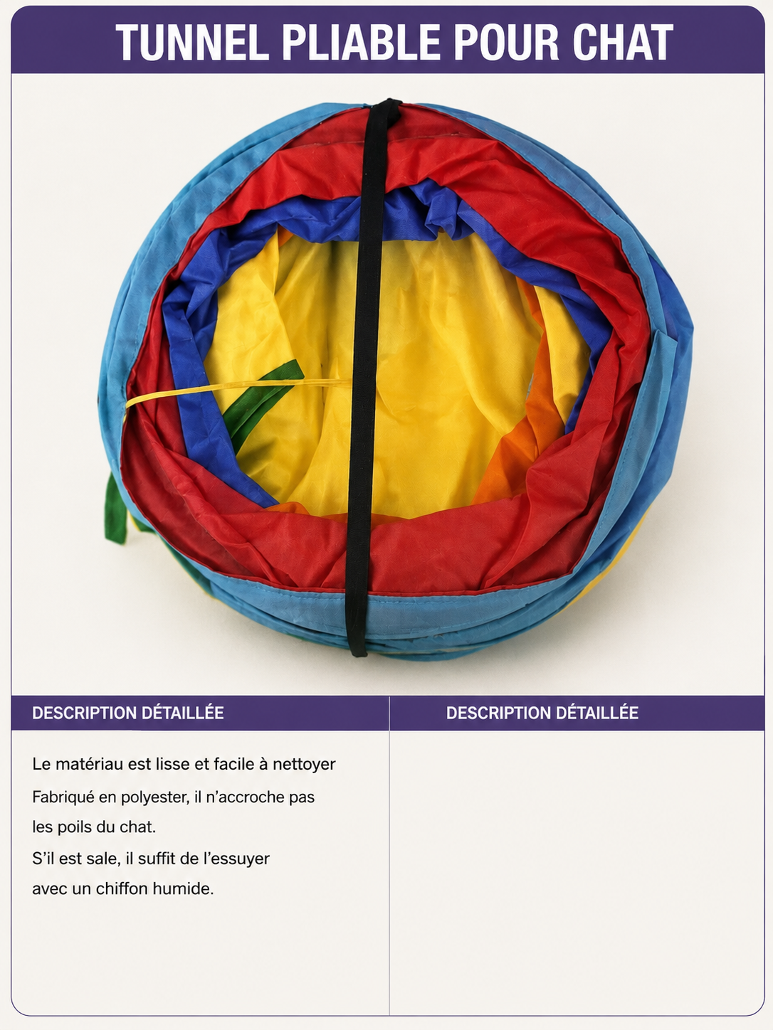 Tunnel de Jeu Arc-en-Ciel pour Chat – Tube Pliable avec Baguette Taquine