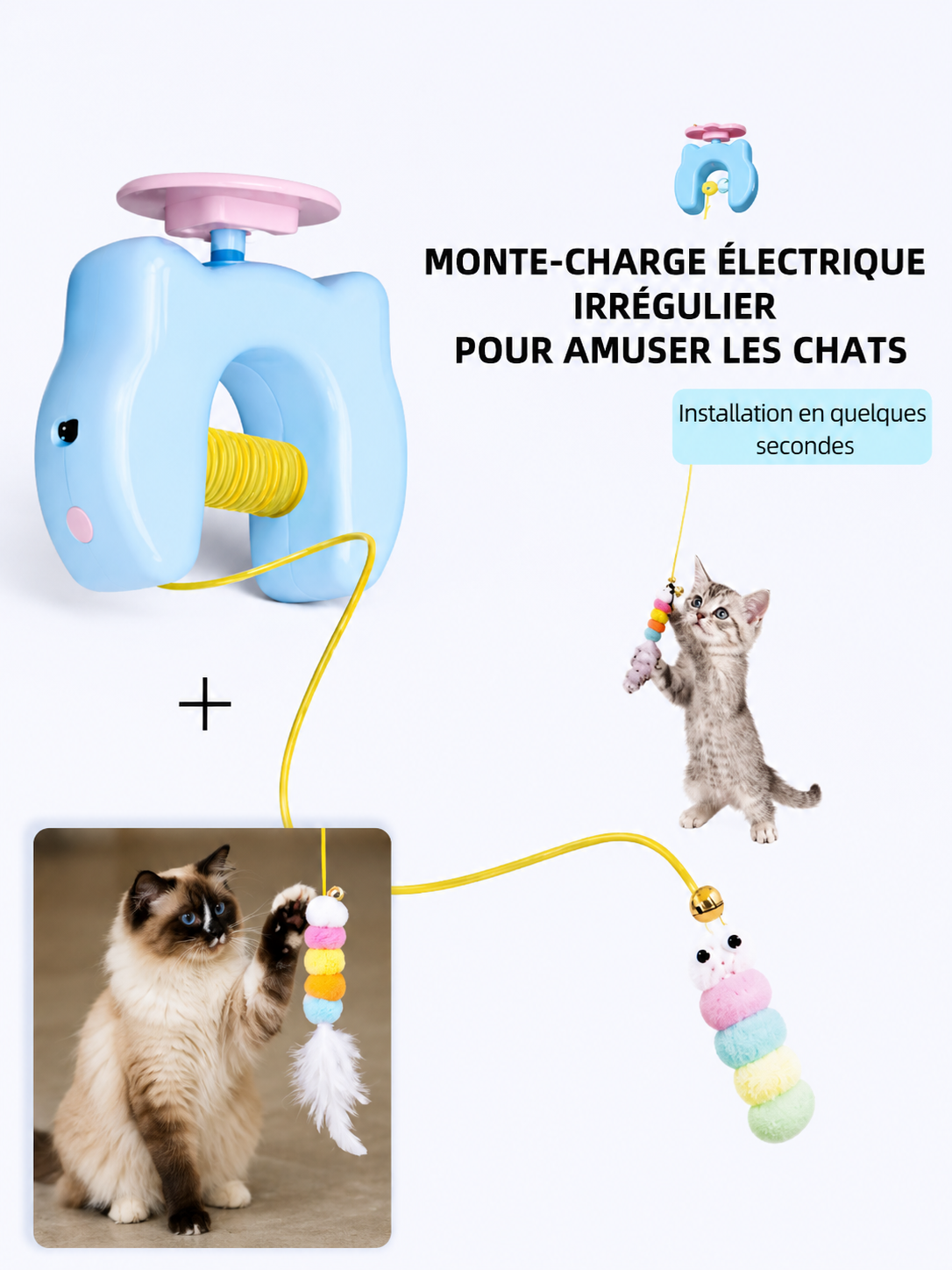 Jouet Interactif Suspendu pour Chat – Corde Automatique Rechargeable