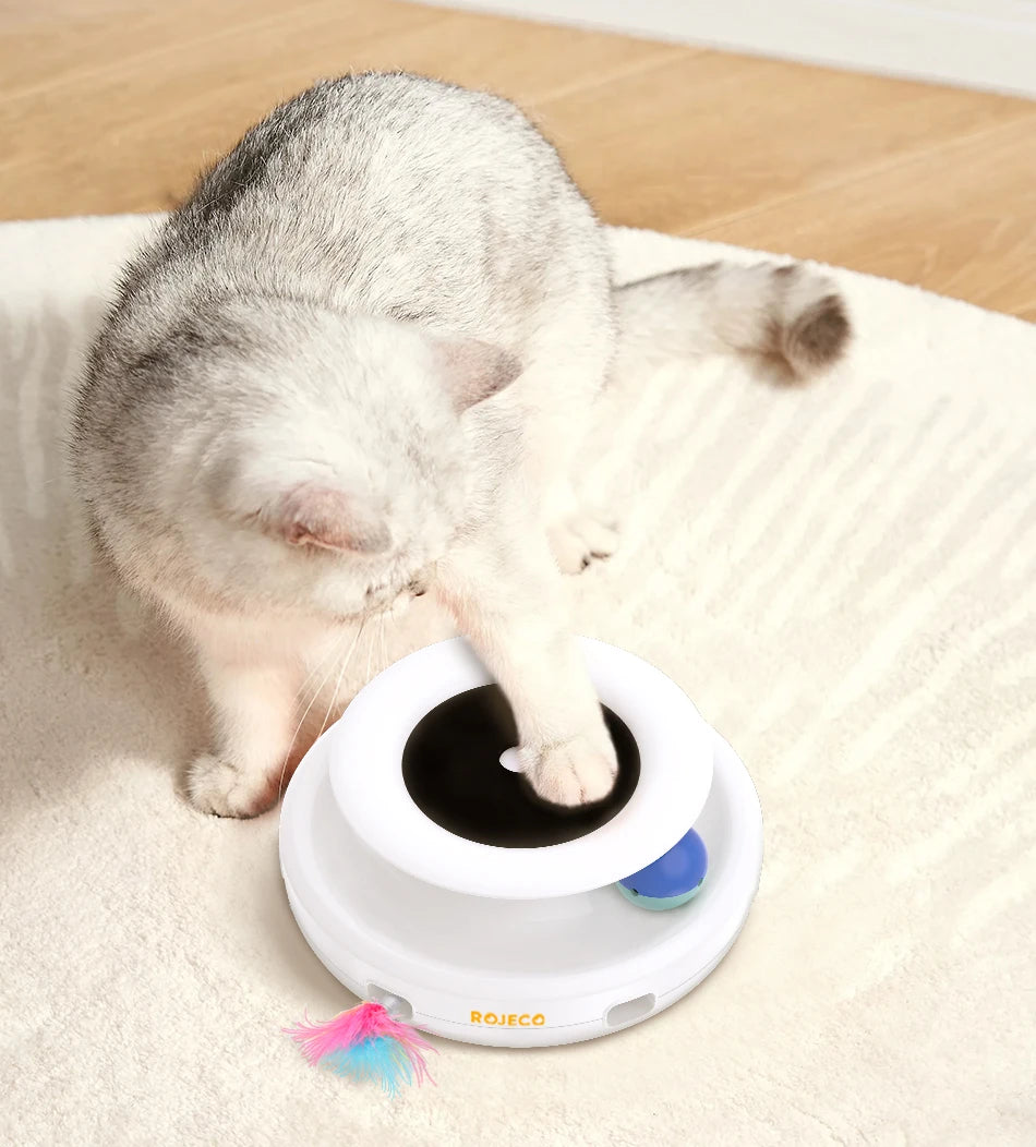 Jouet Interactif 2-en-1 pour Chat – Plumes & Balle Électronique ROJECO