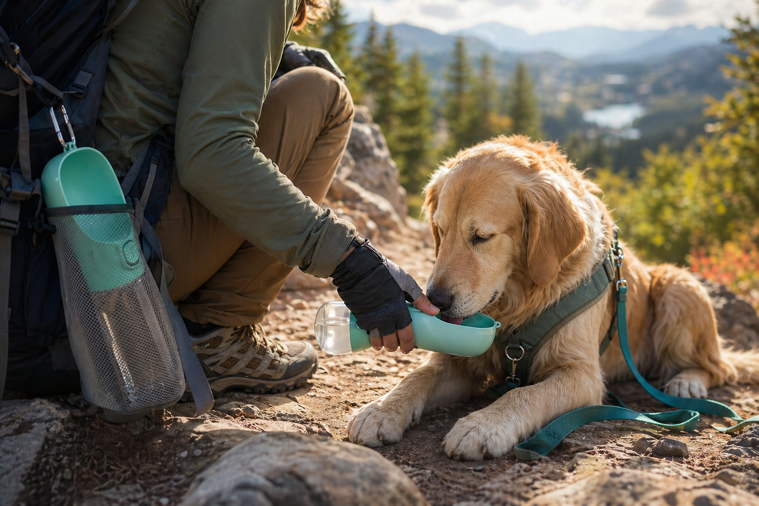 Gourde 2-en-1 pour Chien – Eau & Croquettes en Déplacement