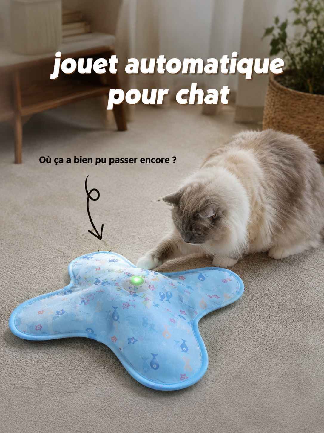 Jouet Automatique Interactif pour Chat – Plumes Cachées Mouvantes