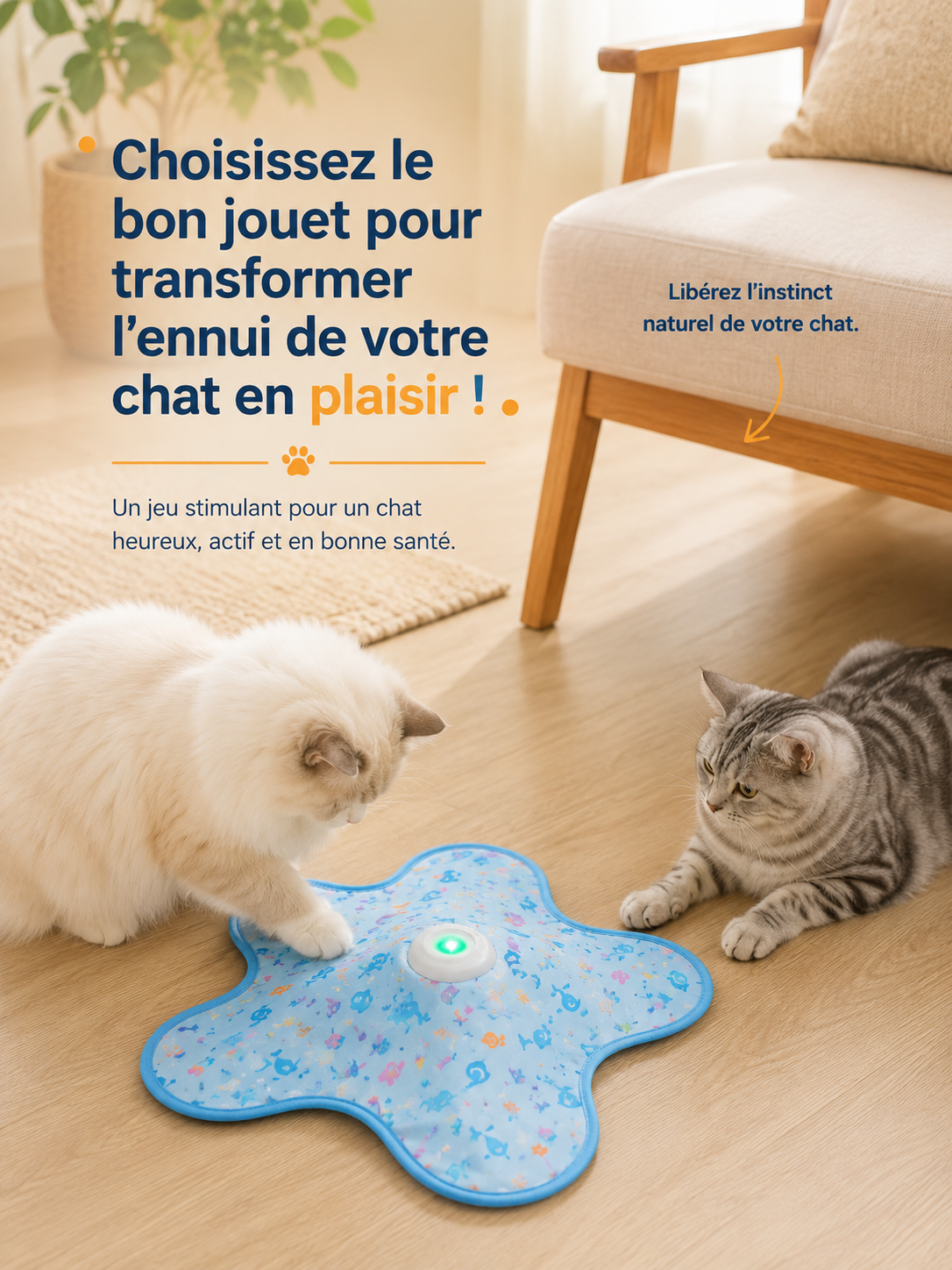 Jouet Automatique Interactif pour Chat – Plumes Cachées Mouvantes