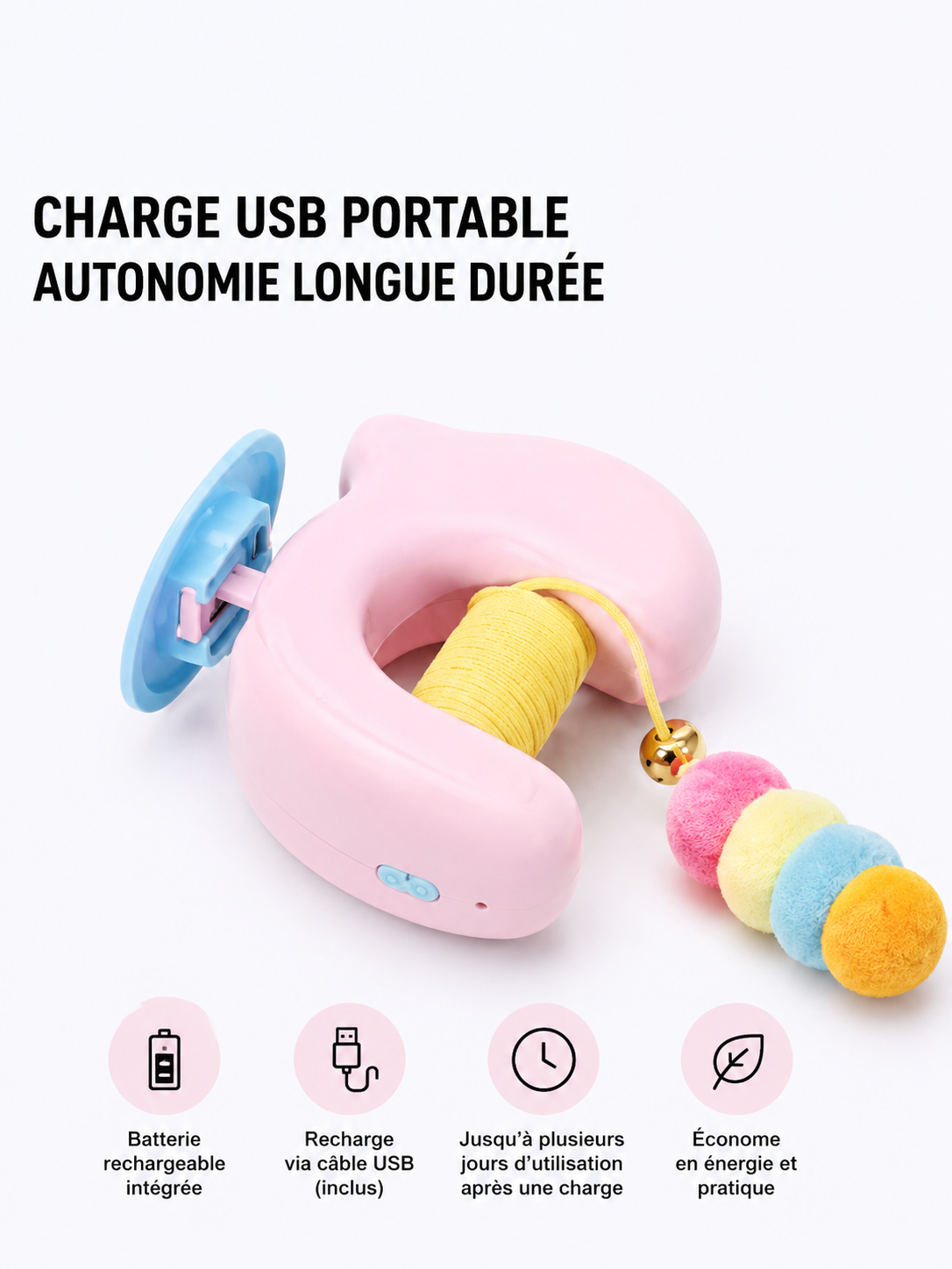 Jouet Interactif Suspendu pour Chat – Corde Automatique Rechargeable